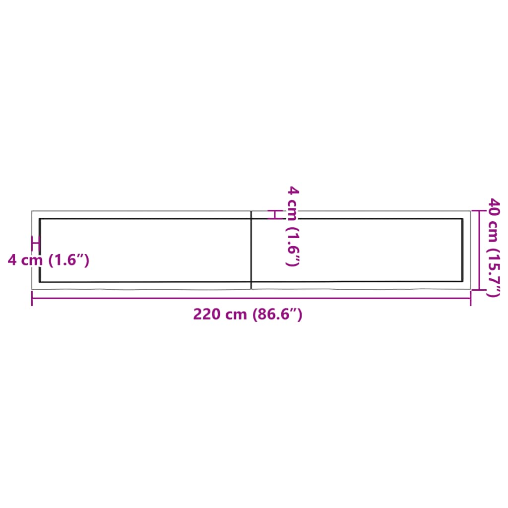 vidaXL Waschtischplatte Dunkelbraun 220x40x(2-4)cm Massivholz