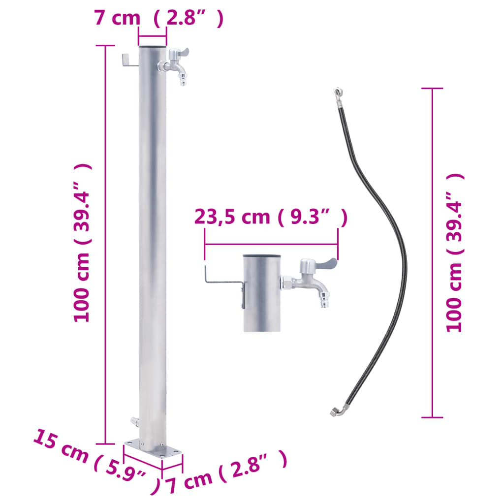 vidaXL Wassersäule für den Garten 100 cm Edelstahl Rund