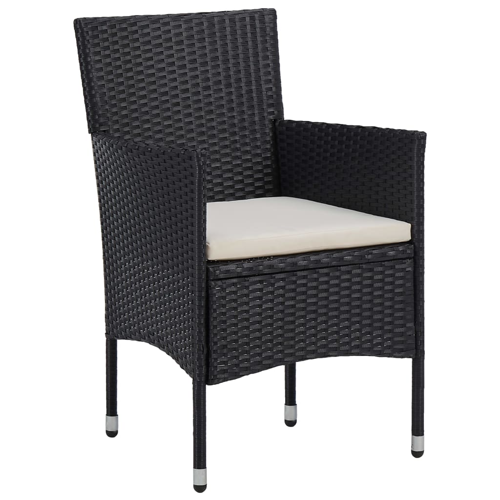 vidaXL 5-tlg. Garten-Essgruppe Poly Rattan Schwarz