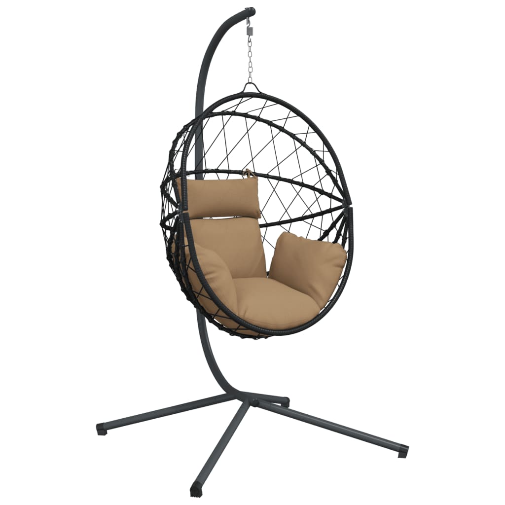 vidaXL Hängesessel Ei-Design mit Ständer Taupe Rattan und Stahl