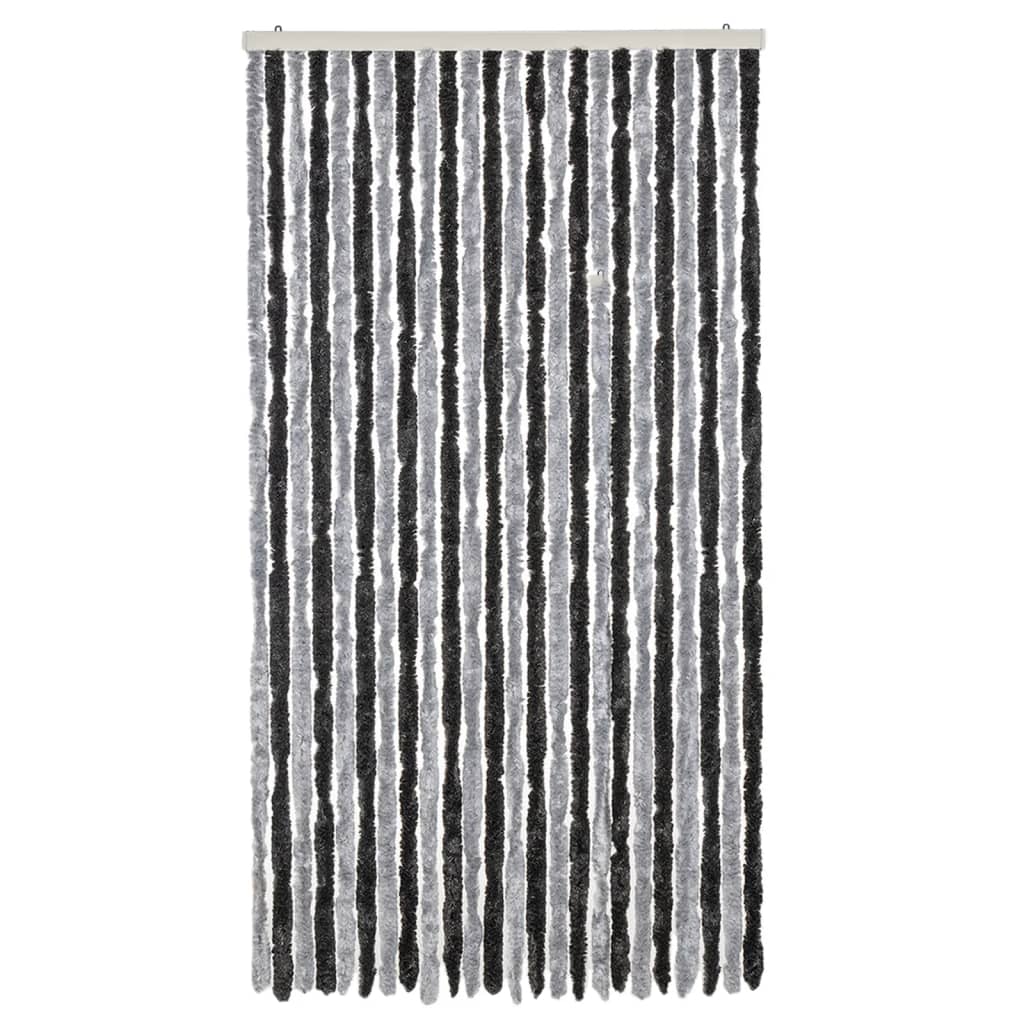 vidaXL Fliegenvorhang Grau und Schwarz 100x220 cm Chenille