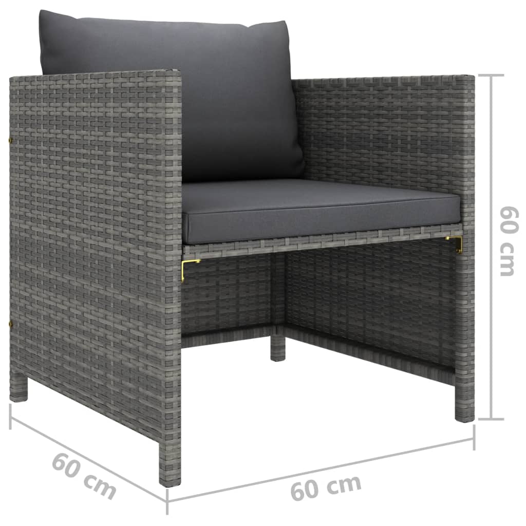 vidaXL 7-tlg. Garten-Lounge-Set mit Kissen Poly Rattan Grau