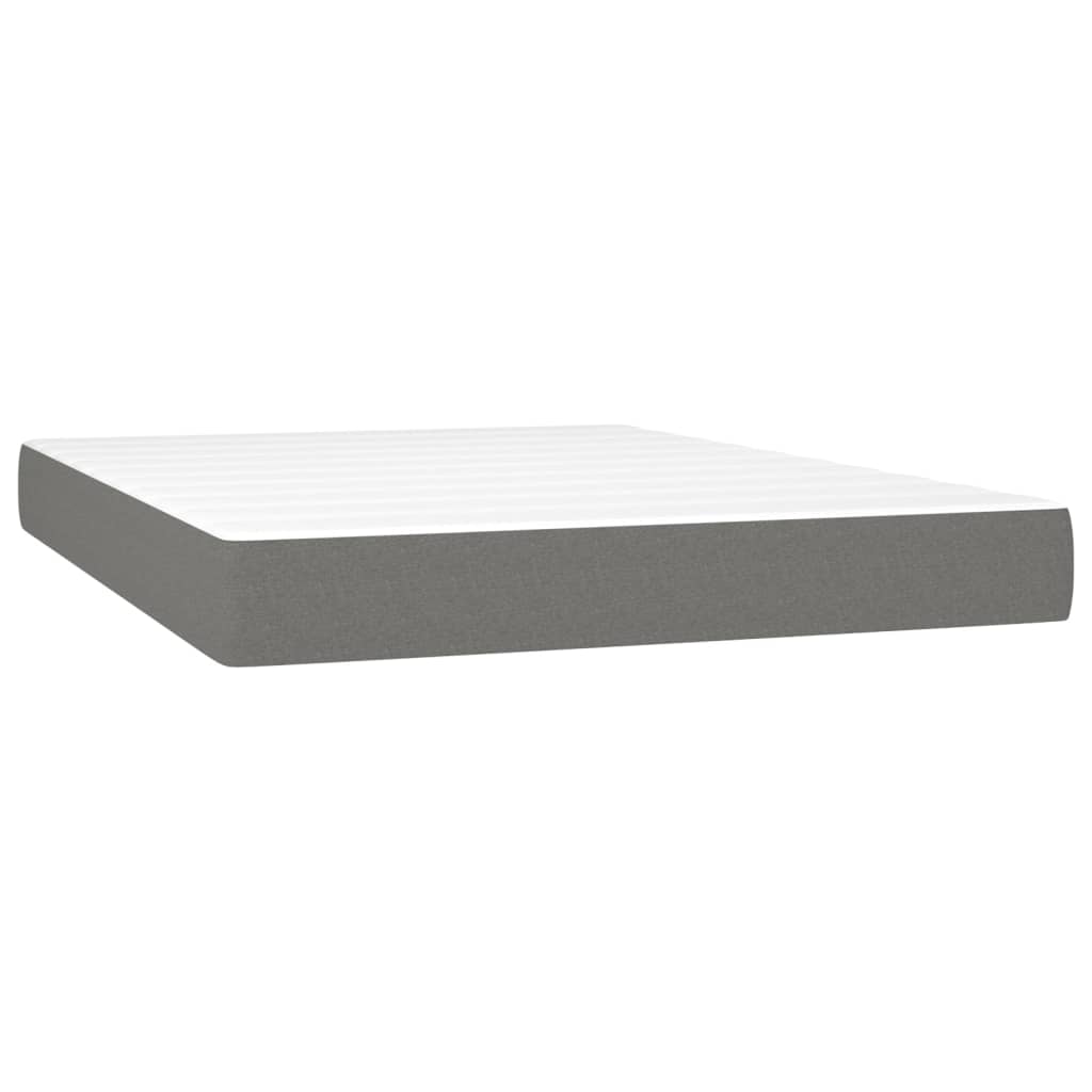 vidaXL Boxspringbett mit Matratze & LED Dunkelgrau 140x190 cm Stoff