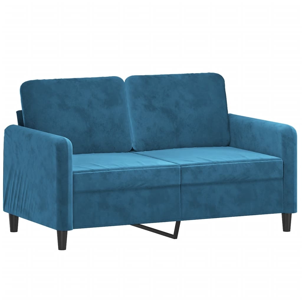 vidaXL 2-Sitzer-Sofa mit Zierkissen Blau 120 cm Samt