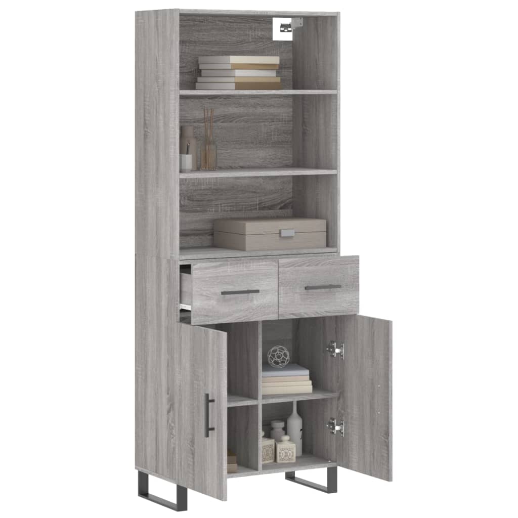 vidaXL Highboard Grau Sonoma 69,5x34x180 cm Holzwerkstoff