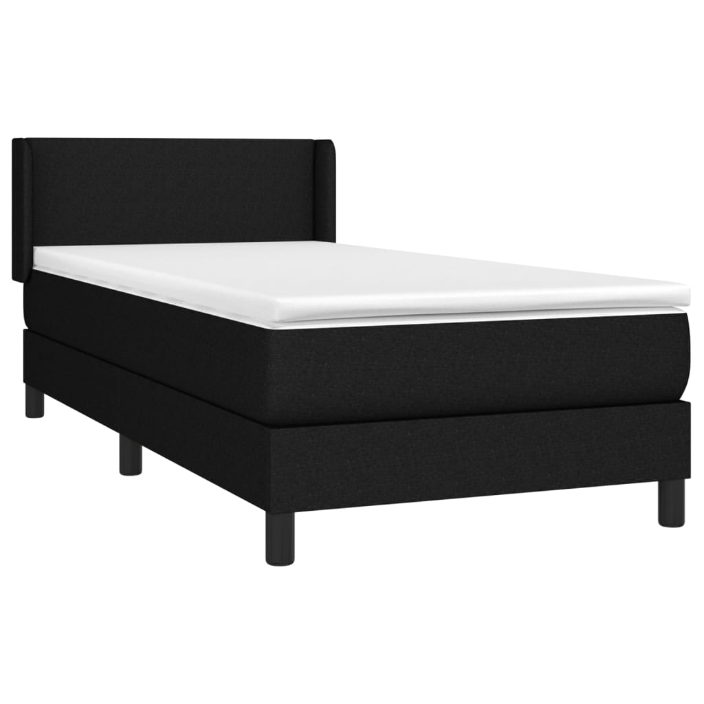 vidaXL Boxspringbett mit Matratze Schwarz 90x190 cm Stoff