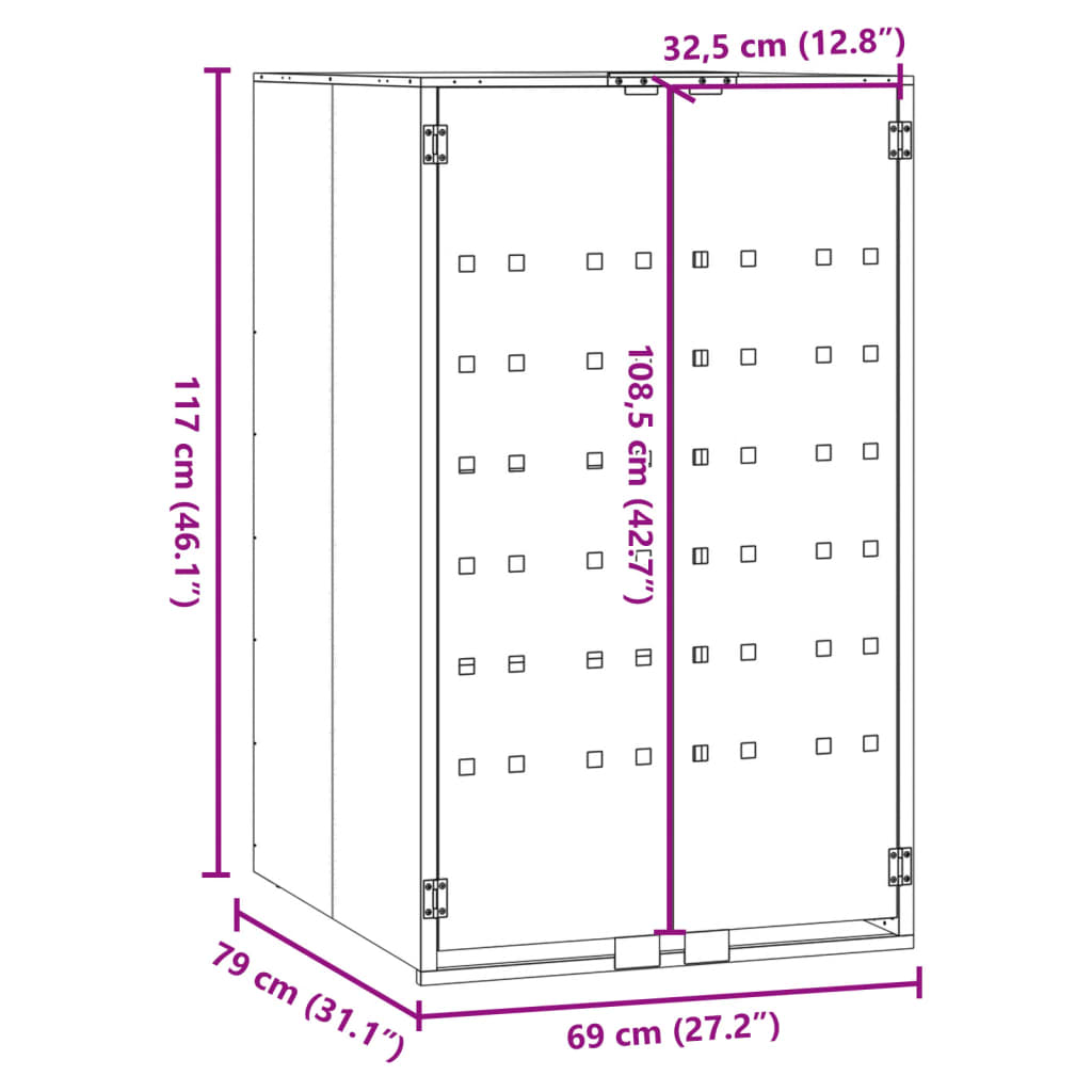 vidaXL Mülltonnenbox für 1 Tonne Anthrazit 69x79x117 cm Stahl