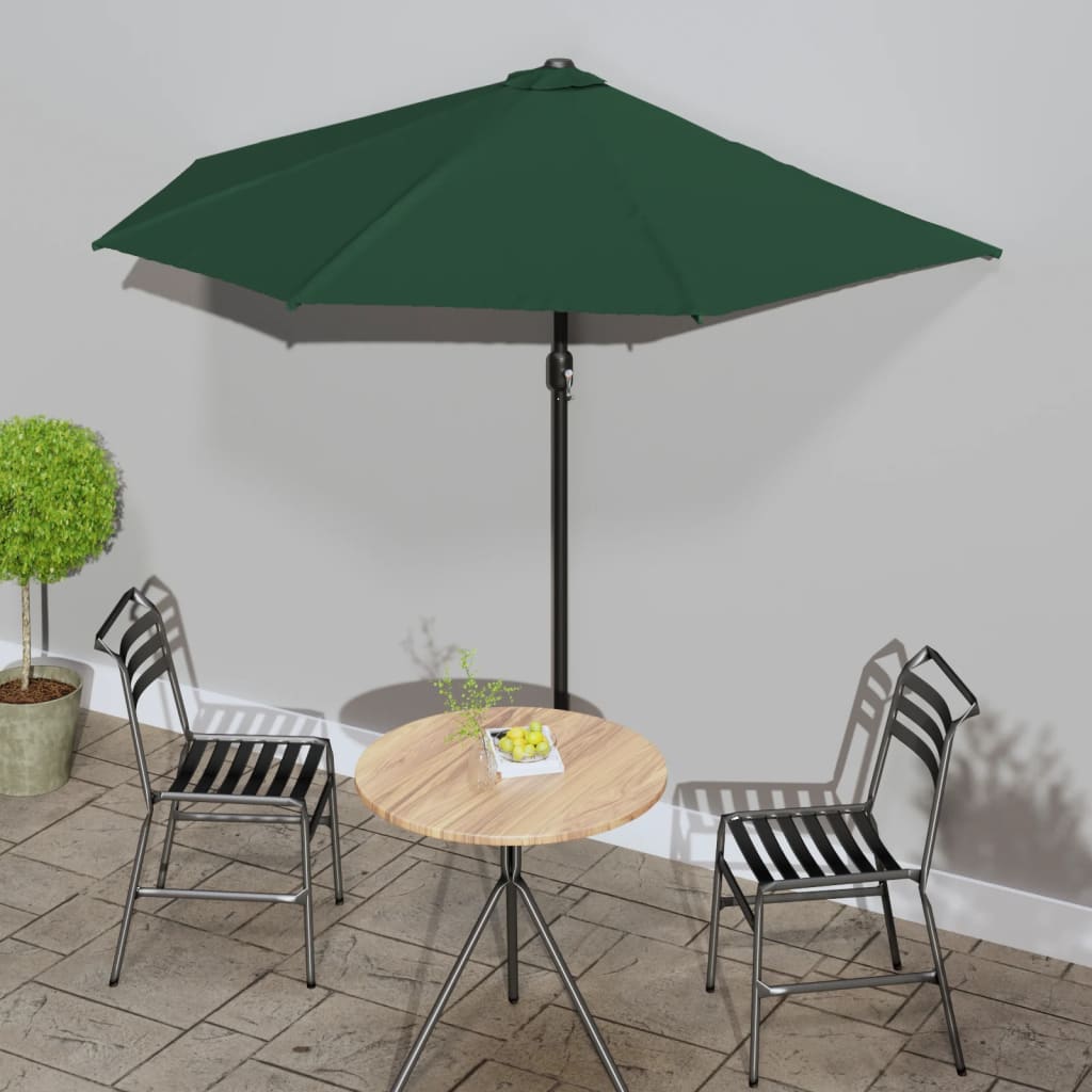 vidaXL Balkon-Sonnenschirm mit Alu-Mast Grün 270x144 cm Halbrund