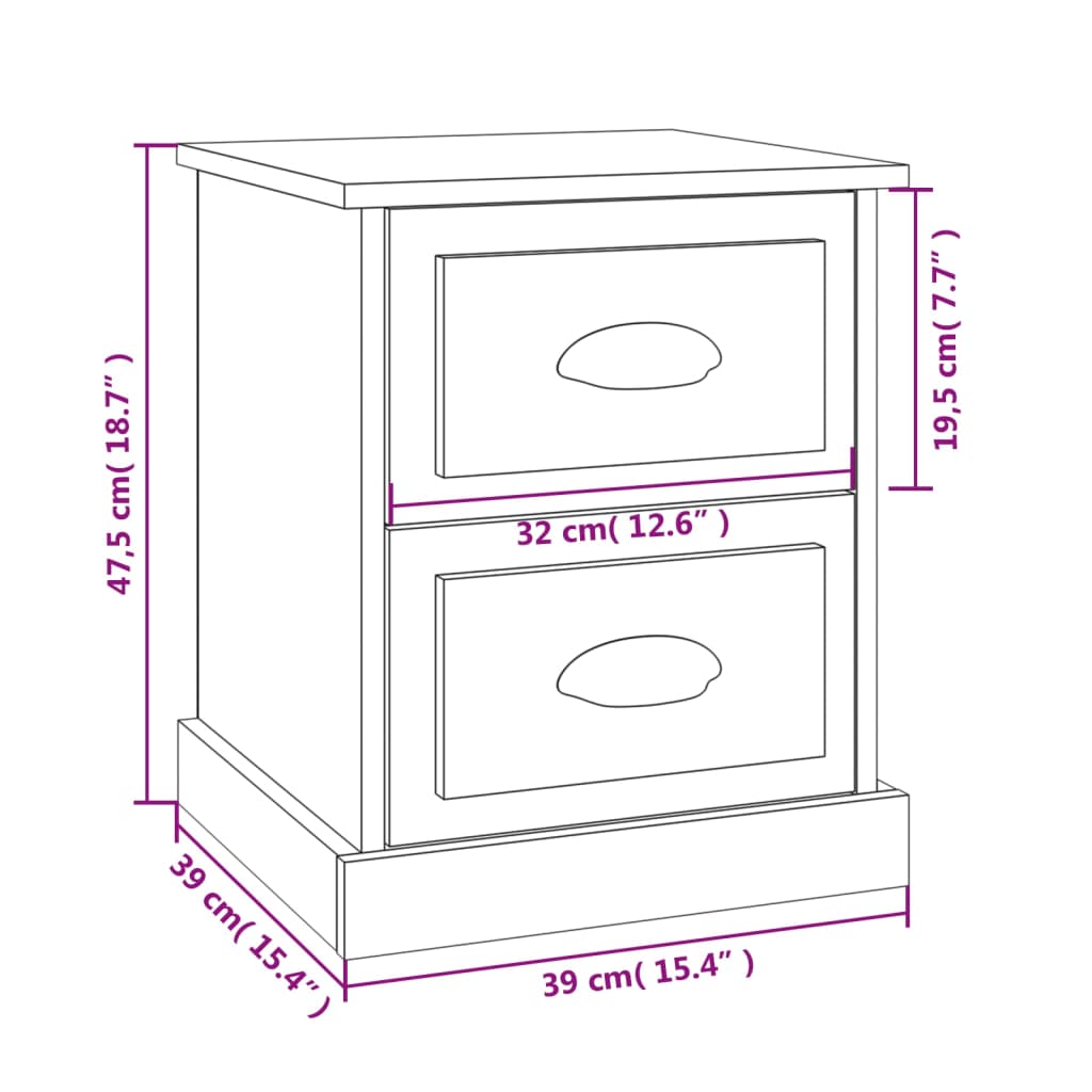 vidaXL Nachttisch Schwarz 39x39x47,5 cm Holzwerkstoff