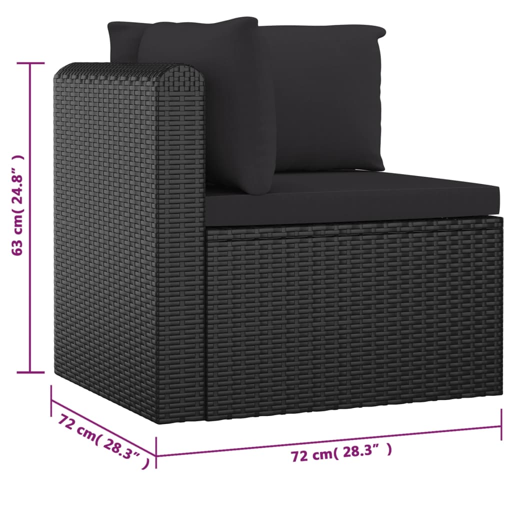 vidaXL 9-tlg. Garten-Lounge-Set mit Kissen Poly Rattan Schwarz