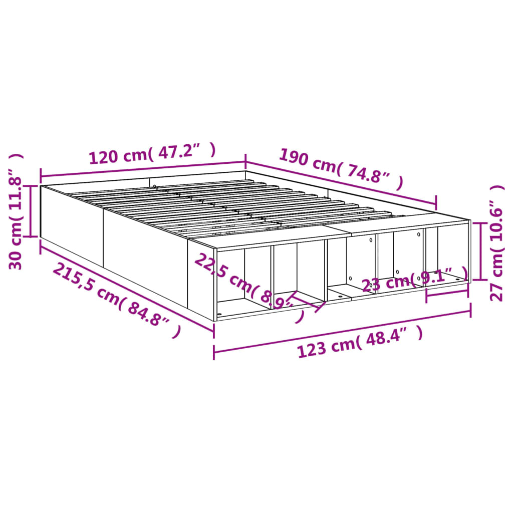 vidaXL Bettgestell Weiß 120x190 cm Holzwerkstoff