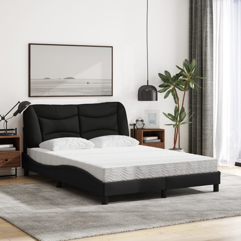 vidaXL Bett mit Matratze Schwarz 120x200 cm Stoff