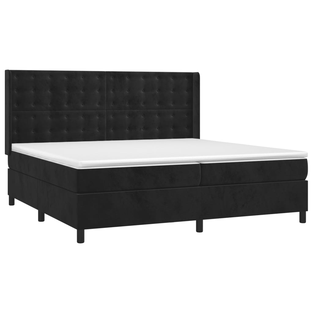 vidaXL Boxspringbett mit Matratze & LED Schwarz 200x200 cm Samt