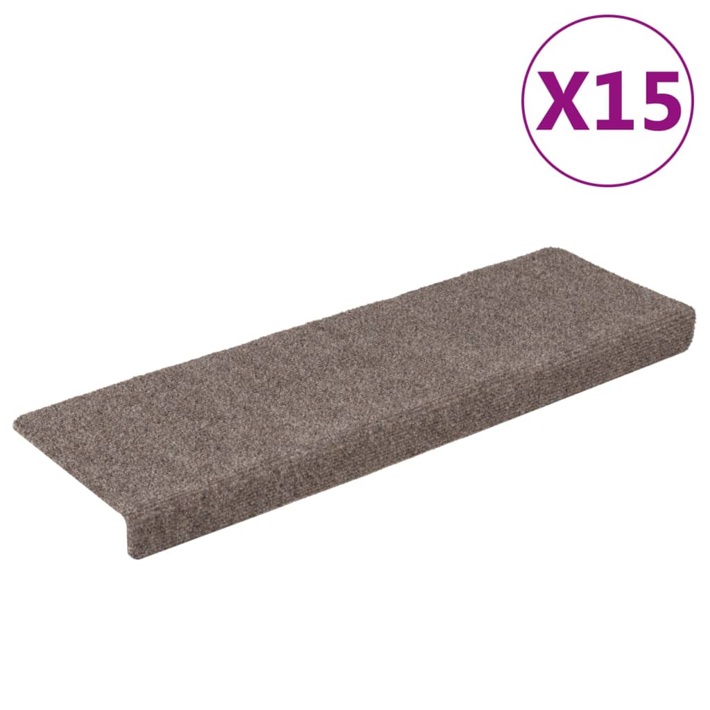 vidaXL Treppenmatten 15 Stk. Nadelvlies 65x21x4 cm Creme