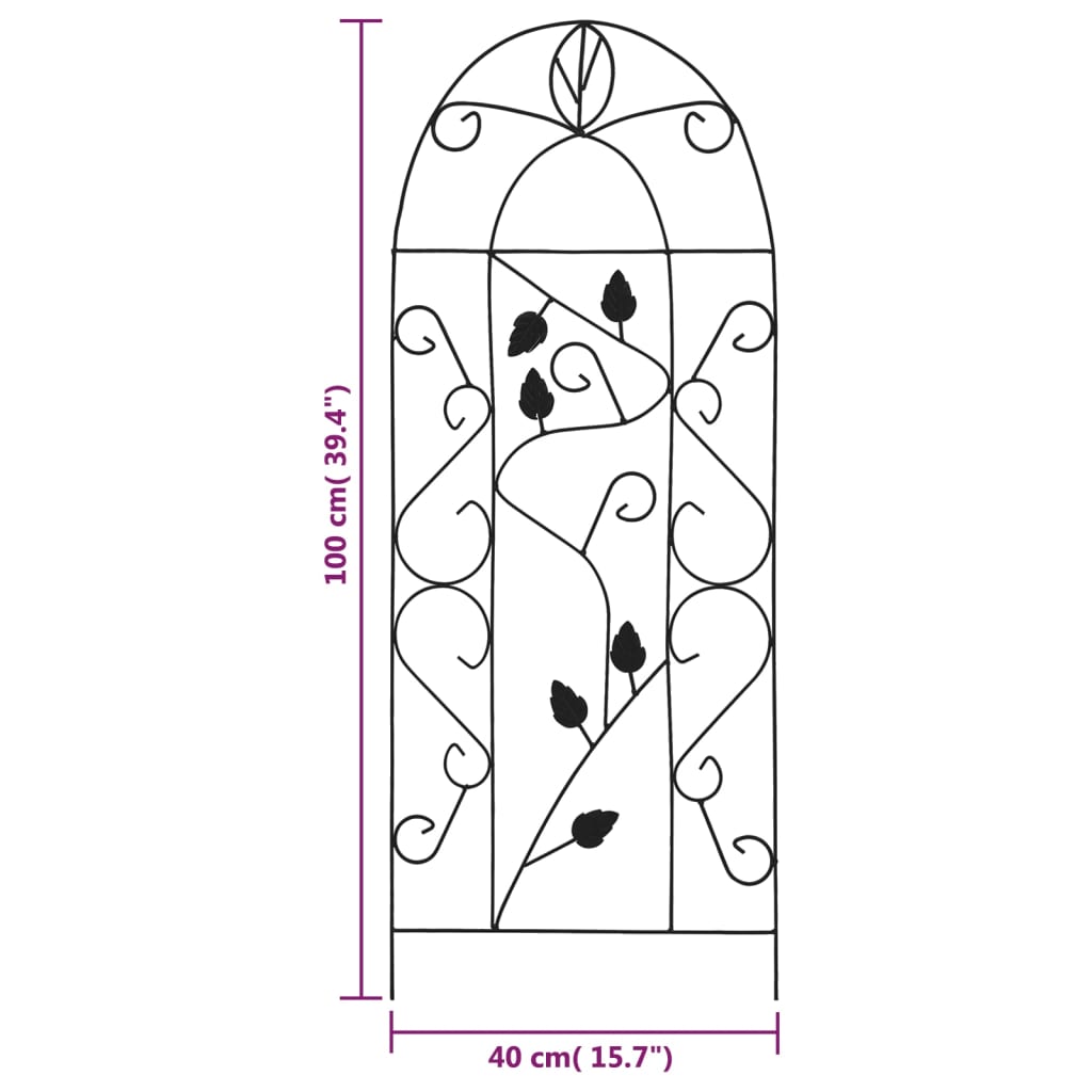 vidaXL Rankgitter 3 Stk. Schwarz 40×100 cm Eisen