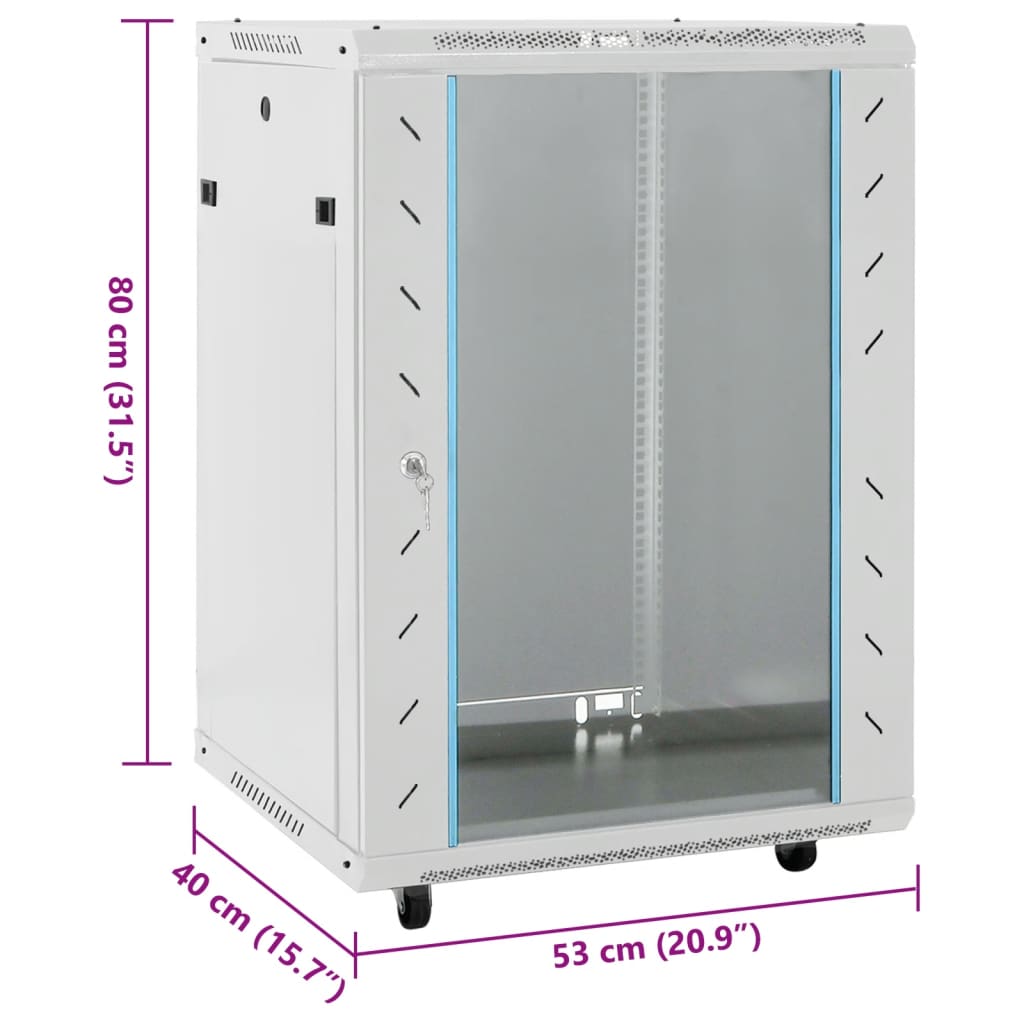 vidaXL 15U Netzwerkschrank 19" IP20 Grau 53x40x80 cm