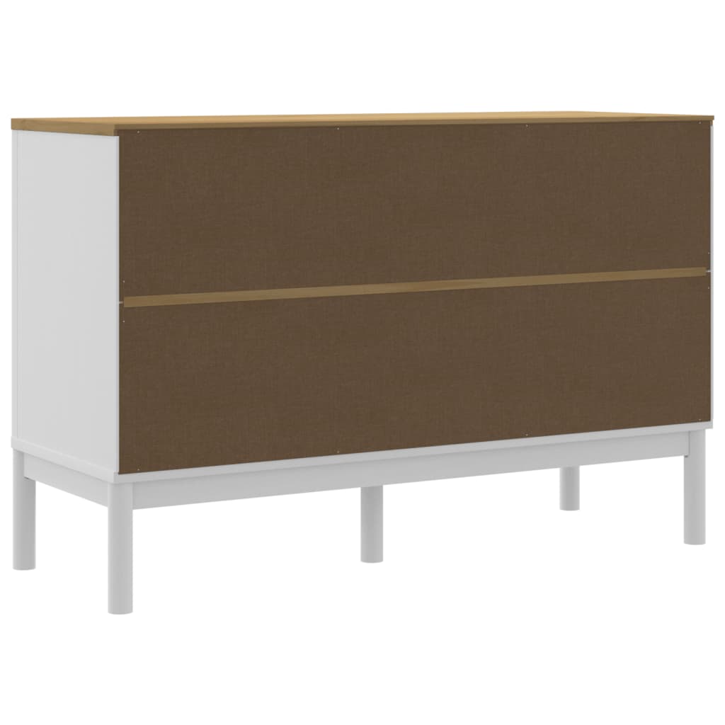 vidaXL Sideboard FLORO Weiß 114x43x74 cm Massivholz Kiefer