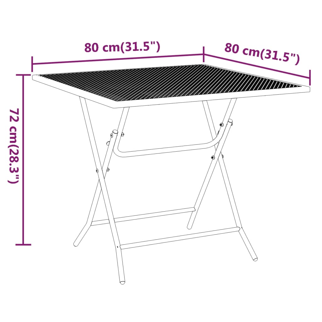 vidaXL 3-tlg. Garten-Essgruppe Streckmetall Anthrazit