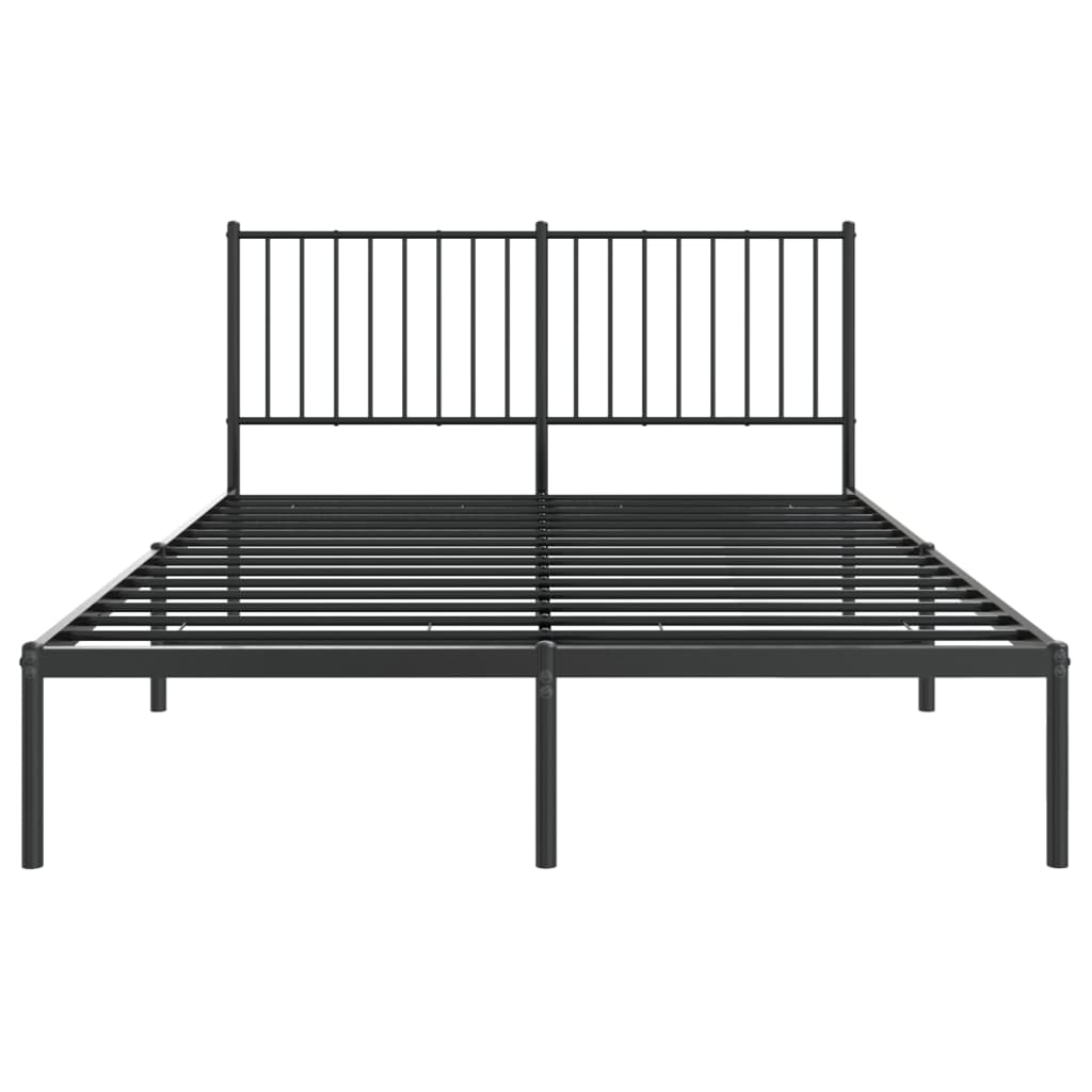 vidaXL Bettgestell mit Kopfteil Metall Schwarz 135x190 cm