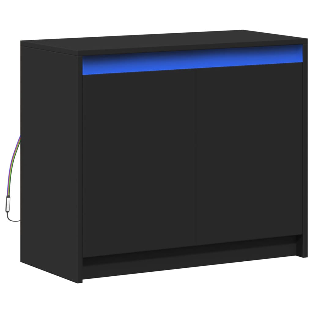 vidaXL LED-Sideboard Schwarz 72x34x61 cm Holzwerkstoff