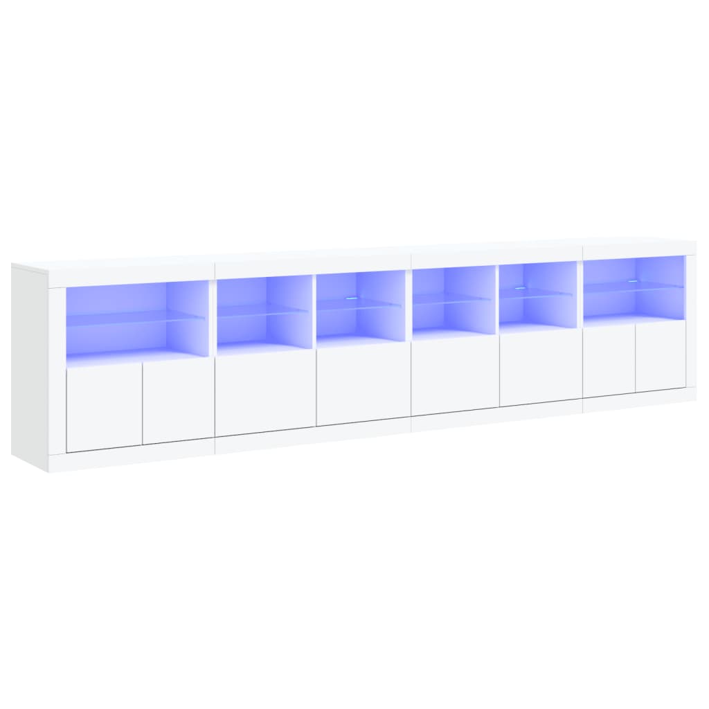 vidaXL Sideboard mit LED-Leuchten Weiß 283x37x67 cm