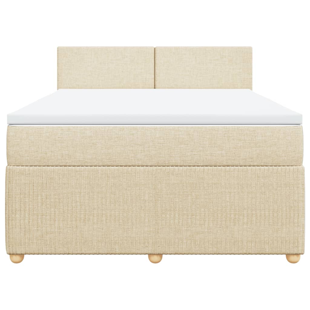 vidaXL Boxspringbett mit Matratze Creme 160x200 cm Stoff