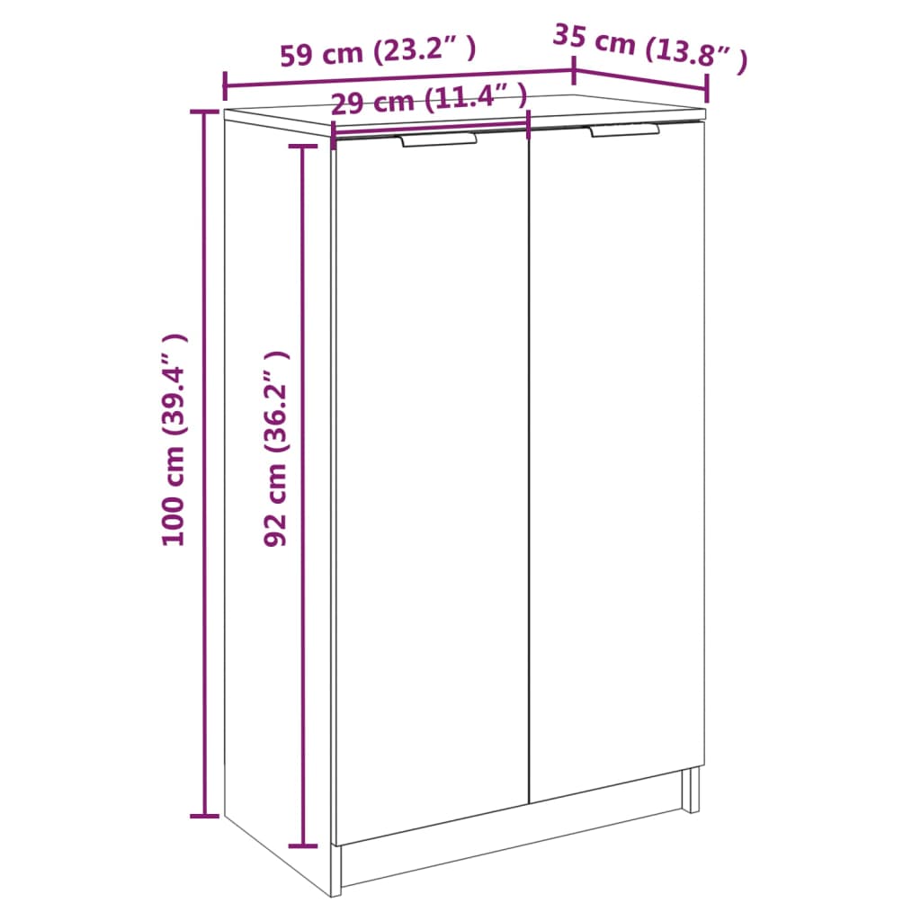 vidaXL Schuhregal Braun Eichen-Optik 59x35x100 cm Holzwerkstoff