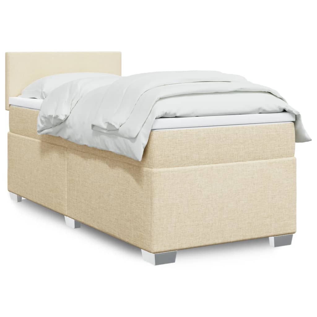 vidaXL Boxspringbett mit Matratze Creme 90x200 cm Stoff