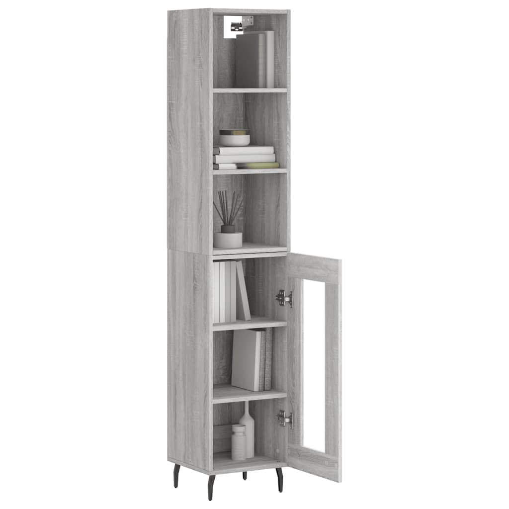 vidaXL Highboard Grau Sonoma 34,5x34x180 cm Holzwerkstoff