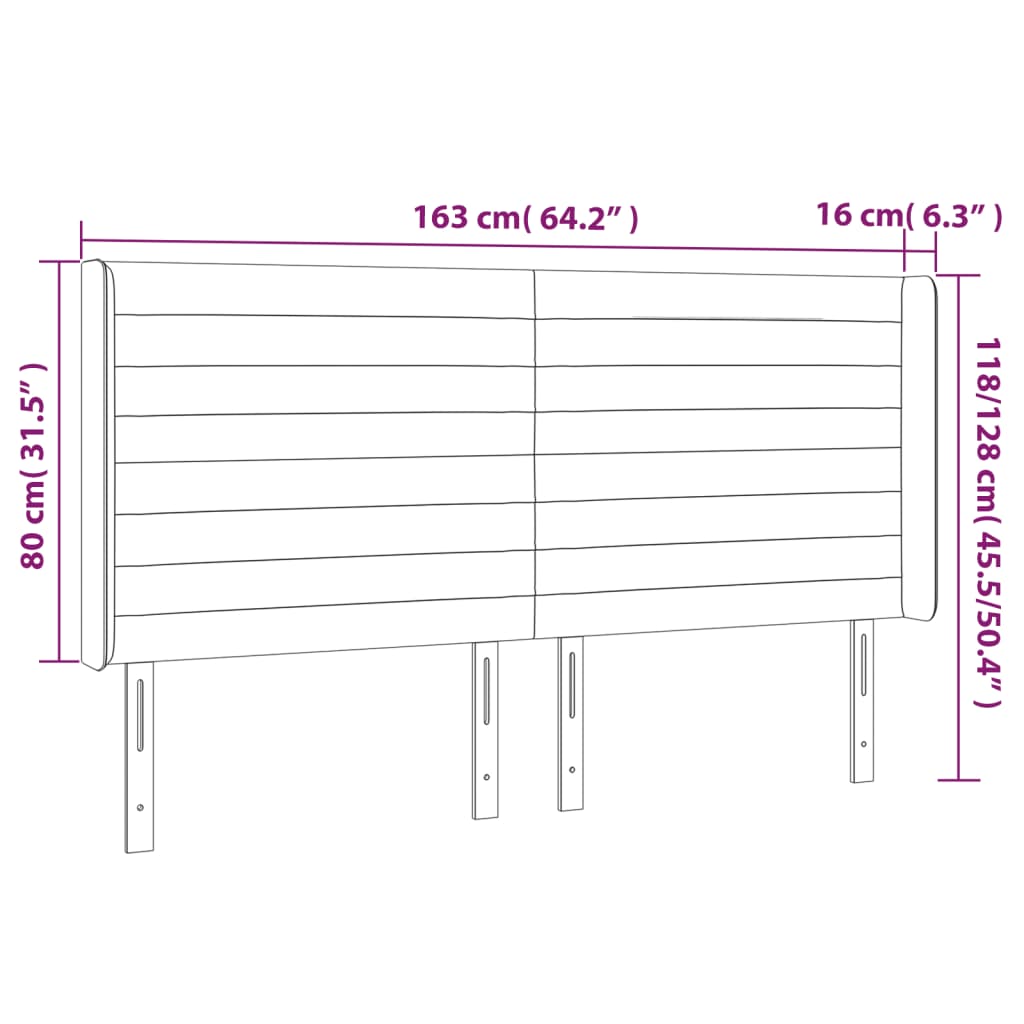 vidaXL Kopfteil mit Ohren Creme 163x16x118/128 cm Stoff