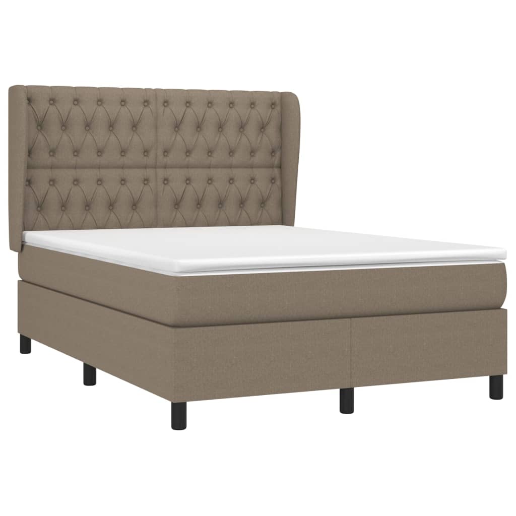 vidaXL Boxspringbett mit Matratze Taupe 140x190 cm Stoff