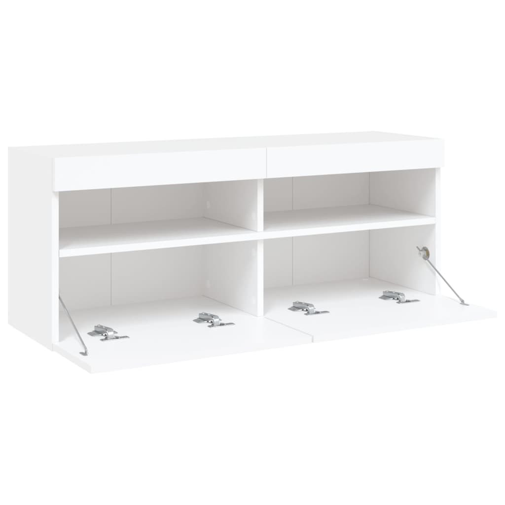 vidaXL TV-Wandschrank mit LED-Leuchten Weiß 100x30x40 cm