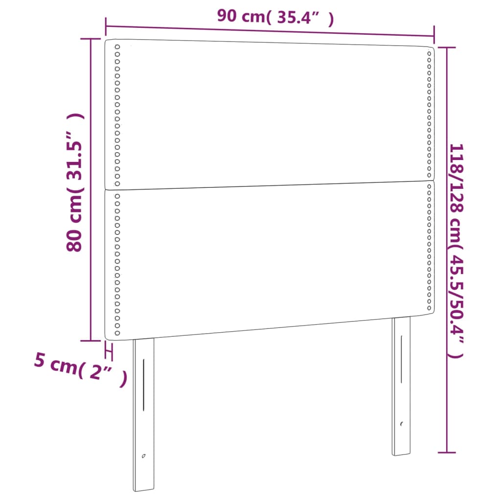 vidaXL LED Kopfteil Grau 90x5x118/128 cm Kunstleder