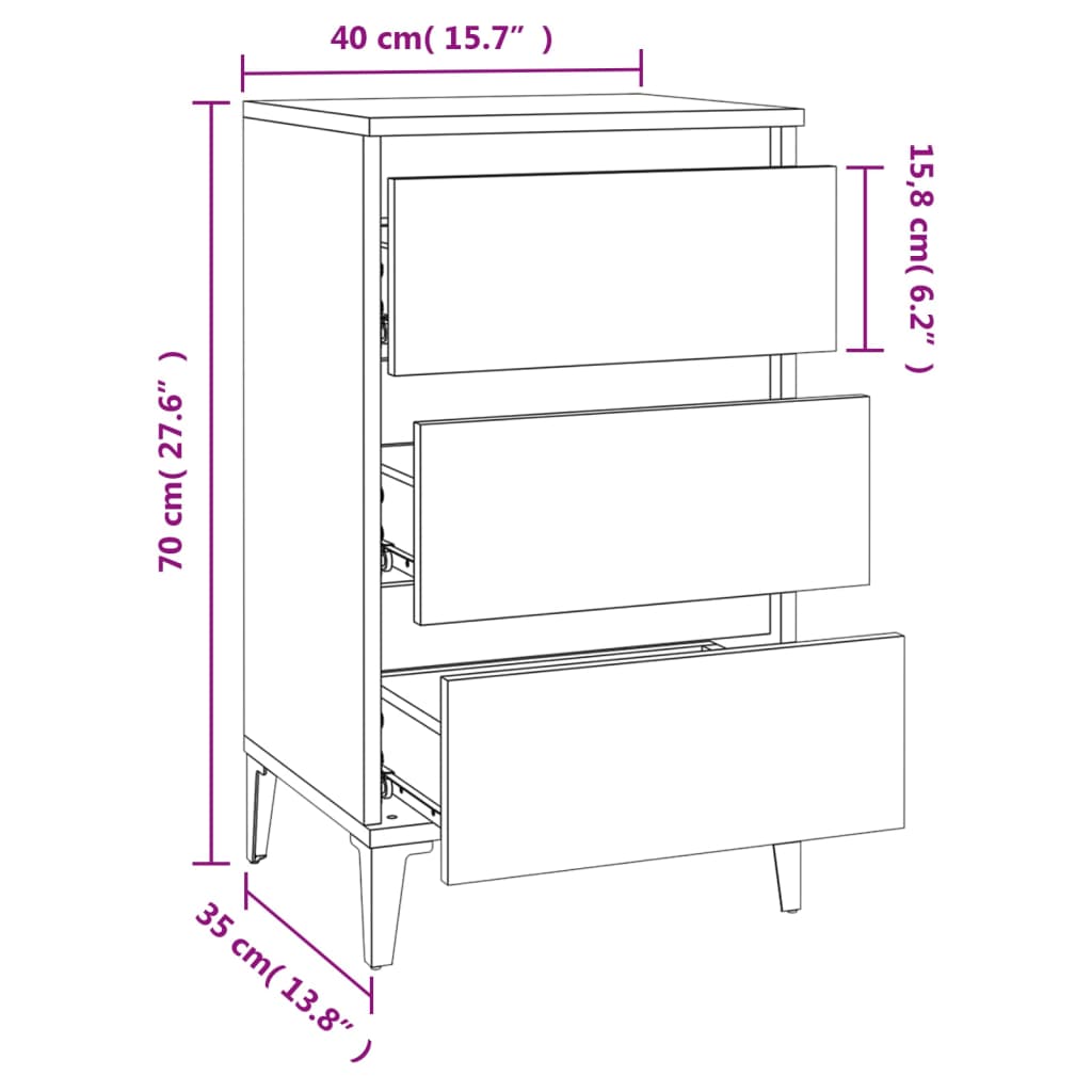 vidaXL Nachttisch Braun Eichen-Optik 40x35x70 cm Holzwerkstoff