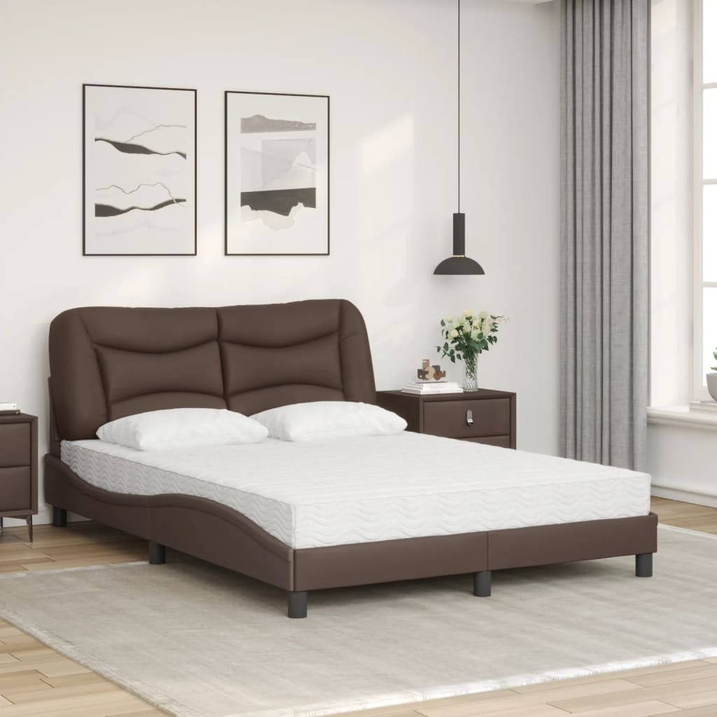 vidaXL Bett mit Matratze Braun 140x200 cm Kunstleder