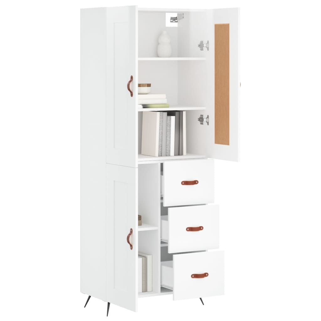 vidaXL Highboard Hochglanz-Weiß 69,5x34x180 cm Holzwerkstoff