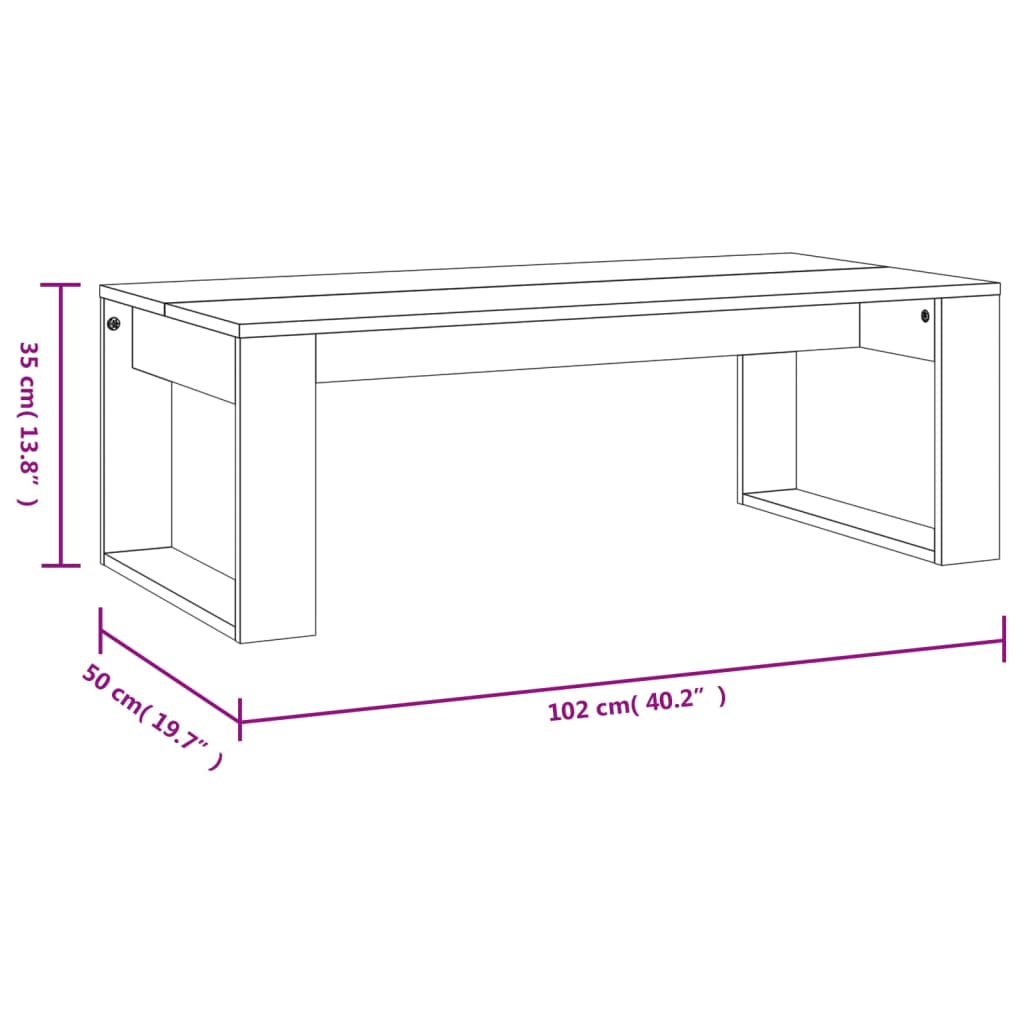 vidaXL Couchtisch Grau Sonoma 102x50x35 cm Holzwerkstoff