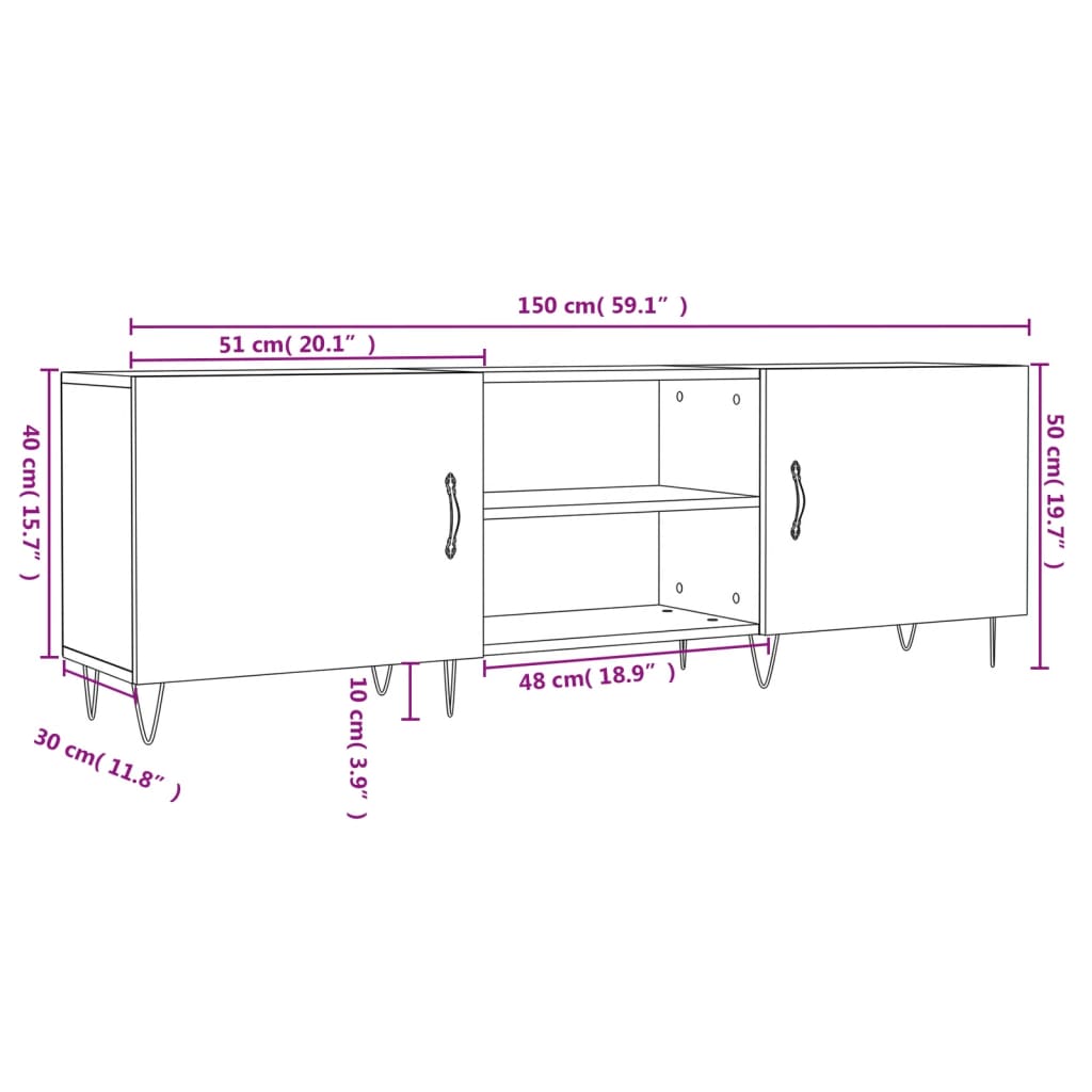 vidaXL TV-Schrank Weiß 150x30x50 cm Holzwerkstoff