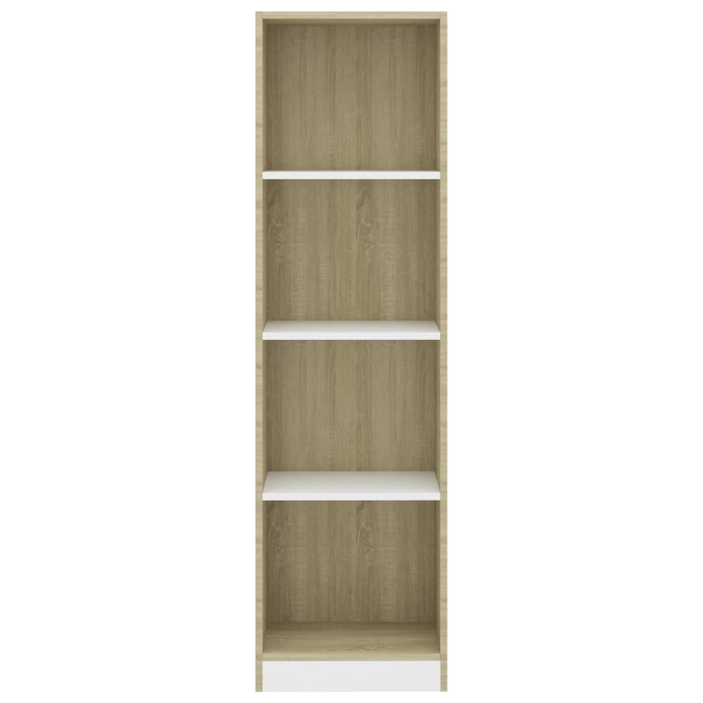 vidaXL Bücherregal 4 Fächer Weiß Sonoma-Eiche 40x24x142 Holzwerkstoff