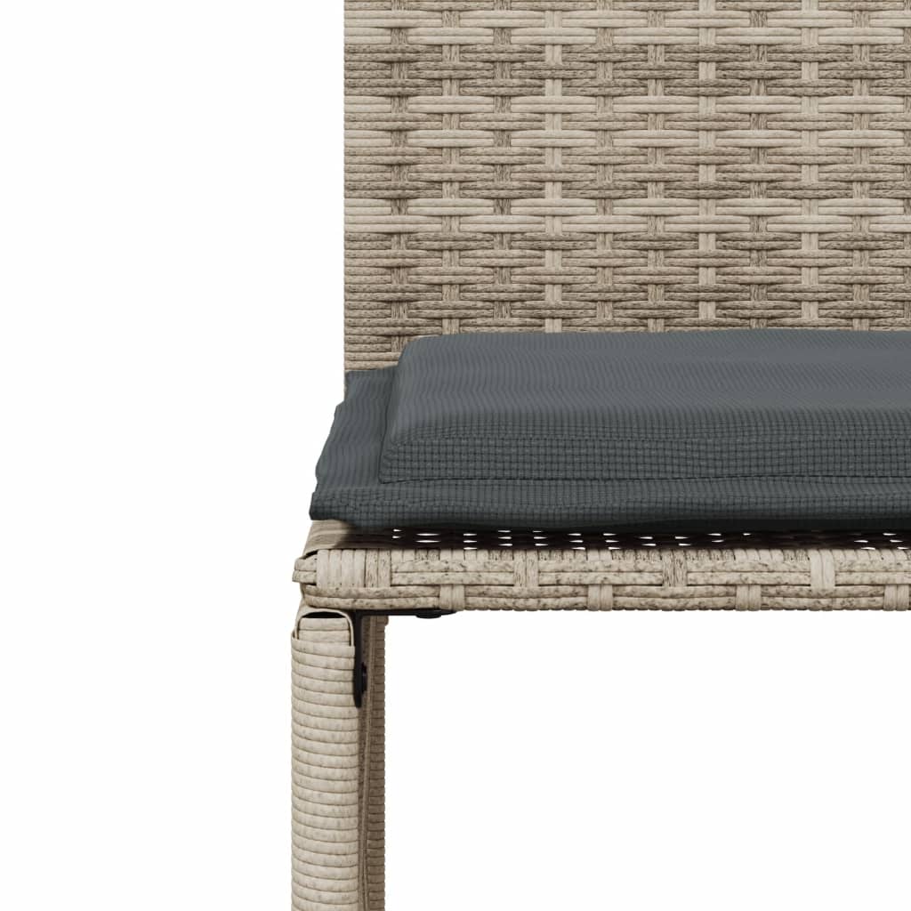 vidaXL 7-tlg. Garten-Essgruppe mit Kissen Hellgrau Poly Rattan