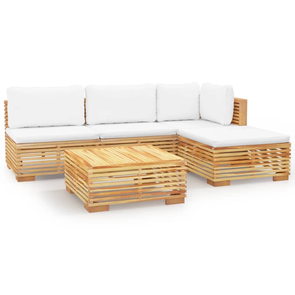 vidaXL 5-tlg. Garten-Lounge-Set mit Kissen Massivholz Teak