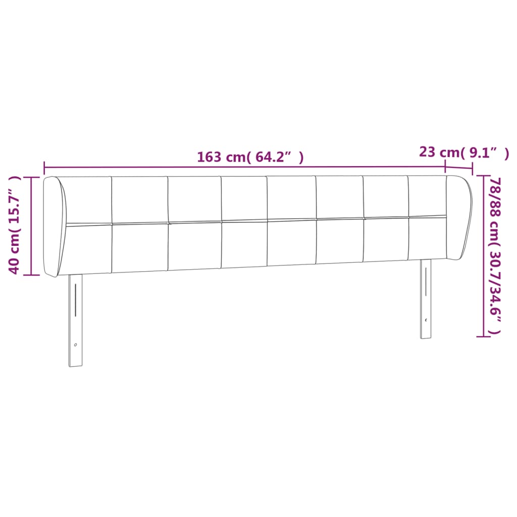 vidaXL Kopfteil mit Ohren Creme 163x23x78/88 cm Stoff